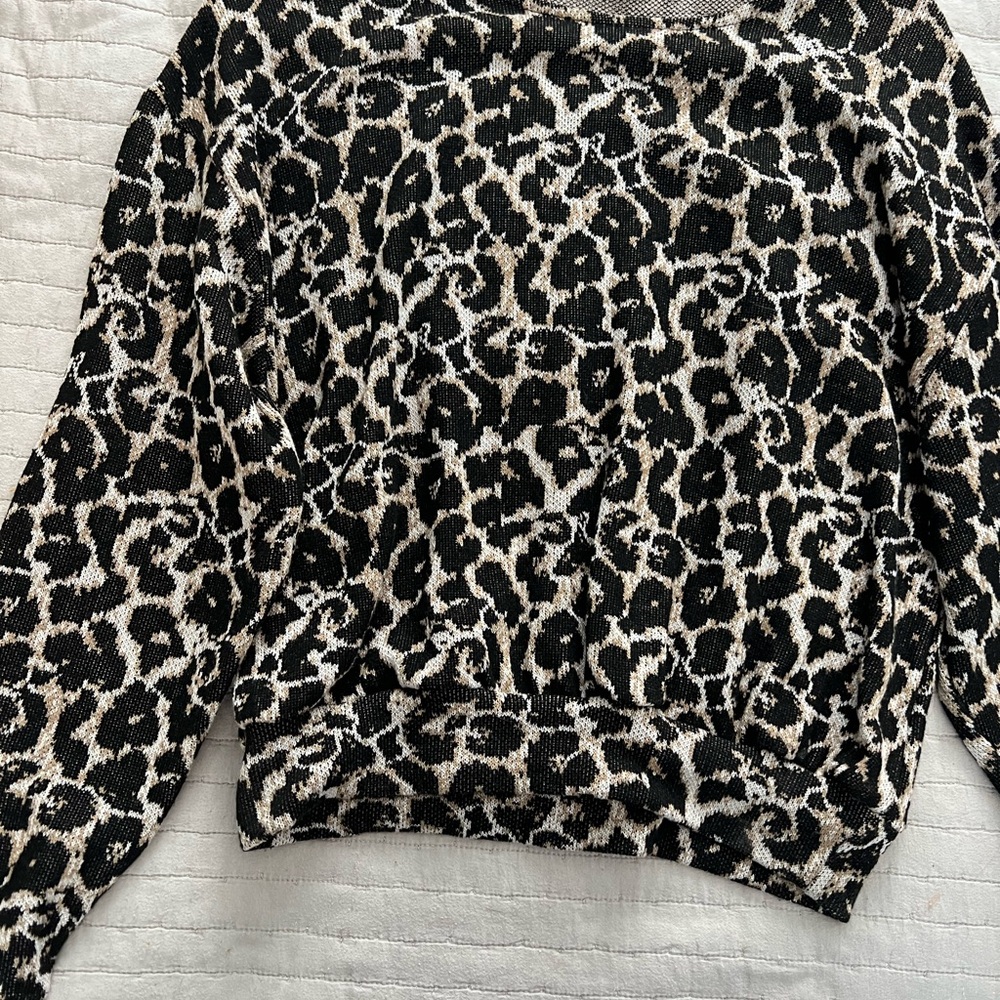 Zara Black and Cream Animal Print Knit